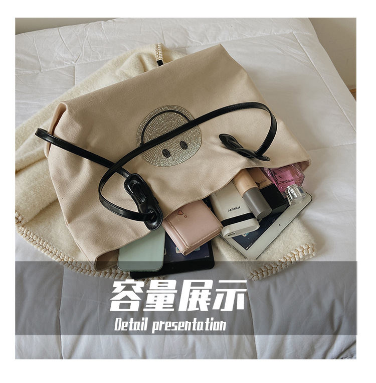 Autumn And Winter Leisure Canvas Large Capacity Portable Tote Bag All-matching Student Shoulder Shopping Bag Women's Bag 2021 New Fashion display picture 9