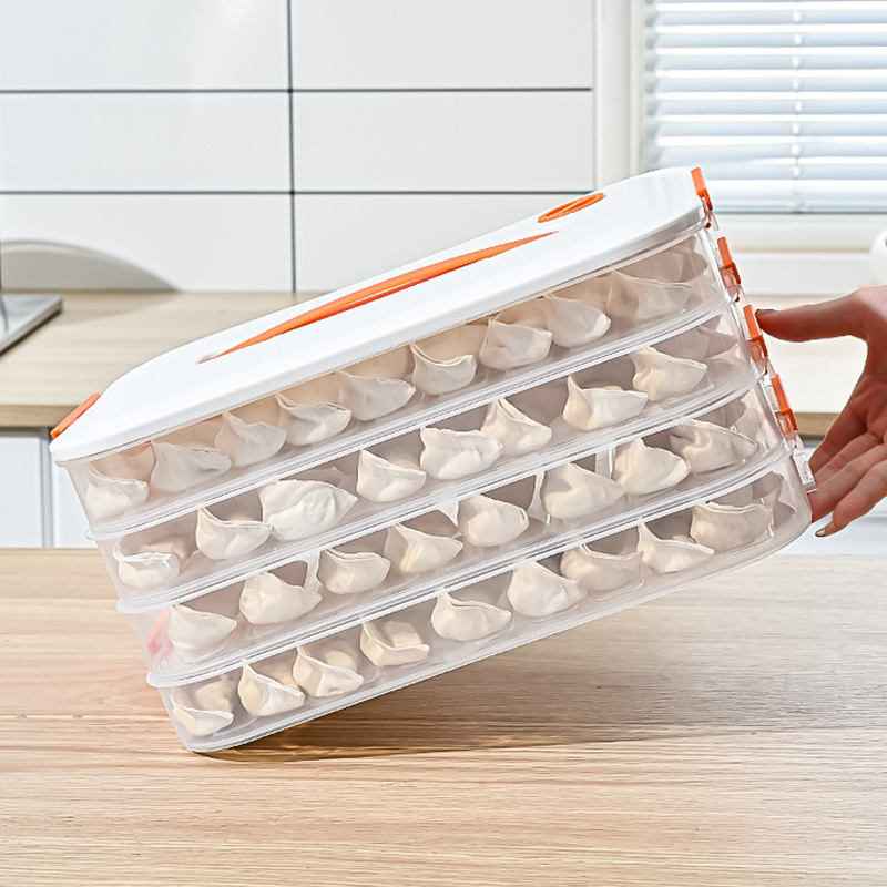 蓋付きキッチン餃子箱、特殊透明多層保存冷凍庫、家庭用冷蔵庫急速冷凍保存箱|undefined