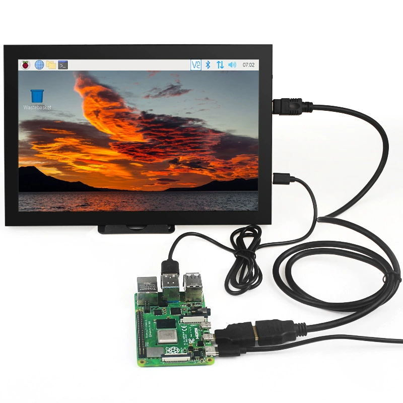 Raspberry Pi 5/4B/3B+ 10.1-дюймовый дисплей IPS с полным углом обзора HDMI конденсаторный сенсорный дисплей высокого разрешения
