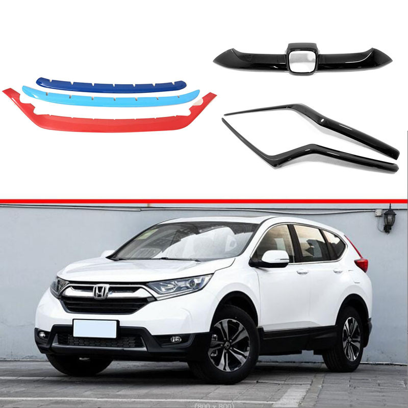 Suitable for Honda 17 CRV medium net trim strip modification decoration sticker cover trim strip front face bright strip exterior accessories