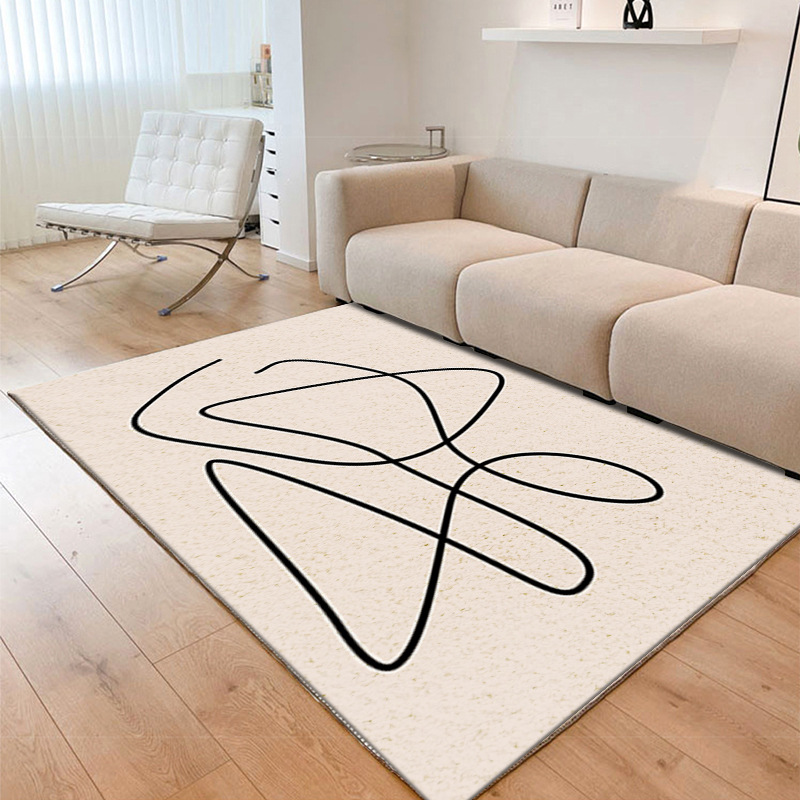 Japanese minimalistic cream carpet made of faux fur for living room