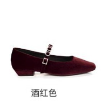 Nuevos zapatos de tacones altos franceses de cabeza cuadrada de invierno de la uva con tacones bajos de camisa Mary Jane.