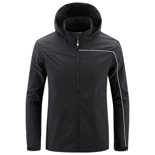 2022 Autumn and Winter New Products Autumn Cross-Border Hooded Jacket Men's Outdoor Sports Windbreaker Solid Color Casual Jacket