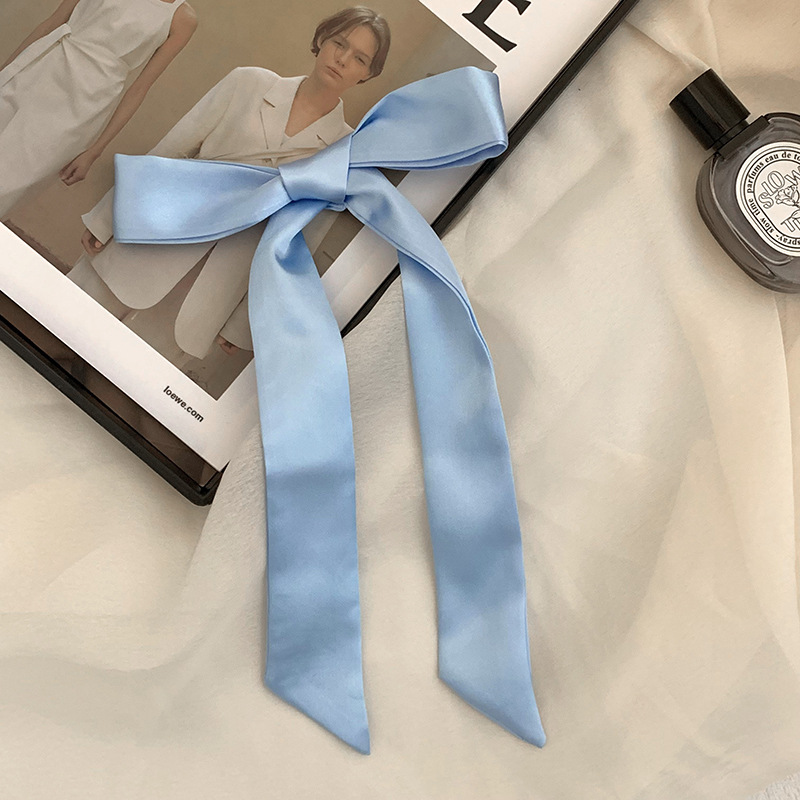 Pañuelo de seda de imitación, tira larga, sentido avanzado, nuevo estilo, color sólido, protección para el cuello, bufanda pequeña, bolsa atada, cinta para el cabello, diadema, cabello atado