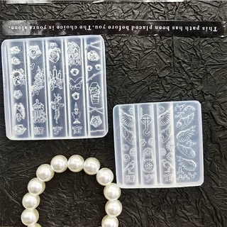 跨境热销 精致翅膀齿轮荆棘玫瑰美甲模具 高透雕花美甲装饰模具