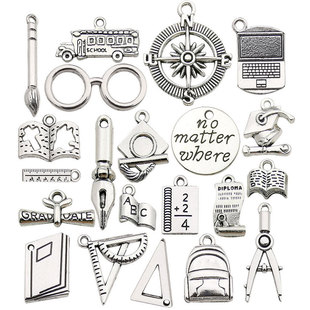 DIY Graduation Season Glasses Doctor Cap Size Calculator Learning Supplies Ancient Silver Accessories Bracelet Necklace Alloy Ornaments