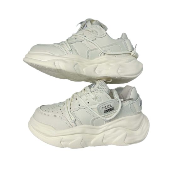 2024 New Casual Platform Running Trendy Ins High Street Retro Hong Kong Style White Shoes