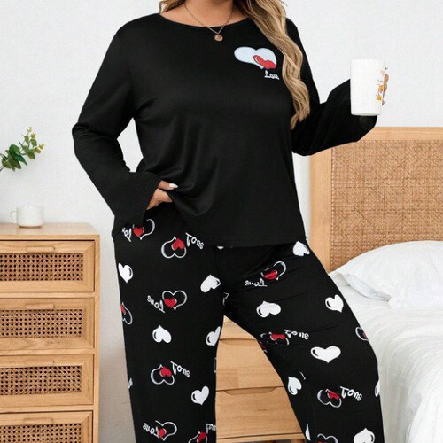 Temu European and American style large-size home wear, enlarged and fatter women's re-trousers, pajamas set, light luxury