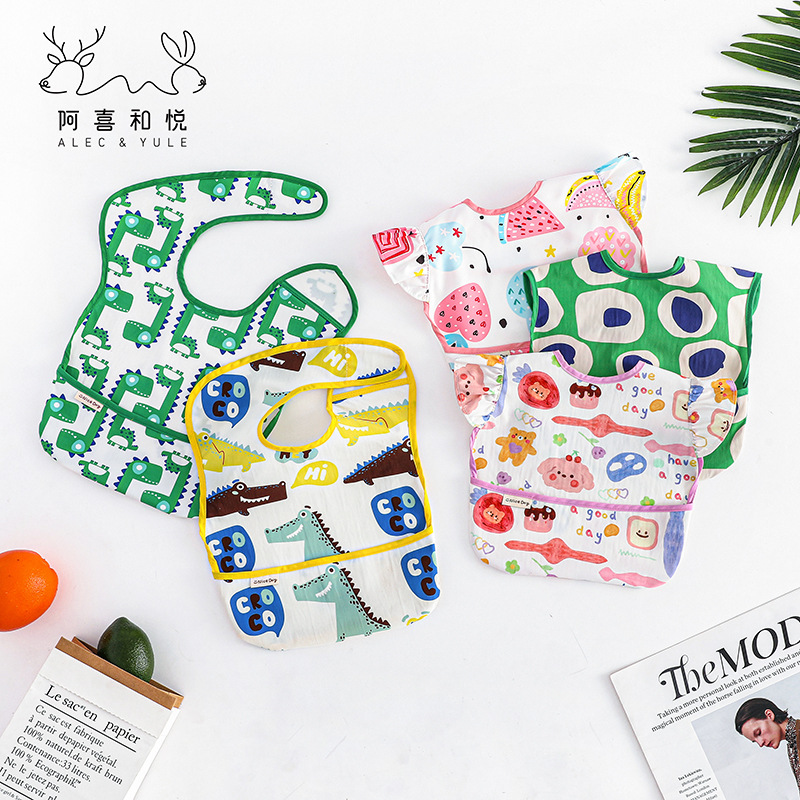 Axiheyue Infant Eating Bibs, Kidsren's Food Supplement Protective Clothing, Waterproof Coveralls, Digital Printing, Light and Breathable