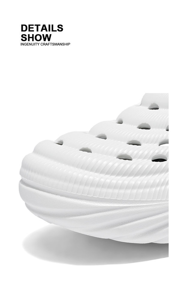 Dép lỗ nam kiểu Crocs mùa hè chống trượt, mũi tròn bảo vệ, đi biển và lái xe — Trắng, màu xanh nhạt, đen chi tiết 6