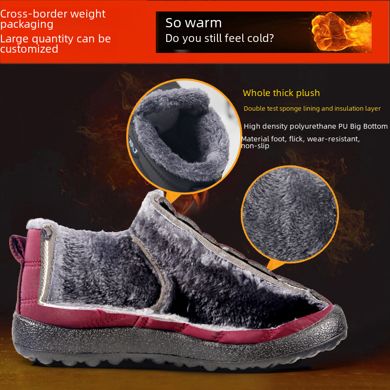 Grandi stivali di cotone, stivali da neve caldi invernali con tomaia in pile impermeabile con parte superiore bassa slip-on Stivaletti da uomo e da donna_voghion.com