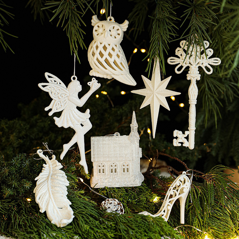 Christmas new creative crafts Christmas tree home decoration white plastic multi-style Christmas holiday pendant Christmas new creative crafts Christmas tree home decoration white plastic multi-style Christmas holiday pendant