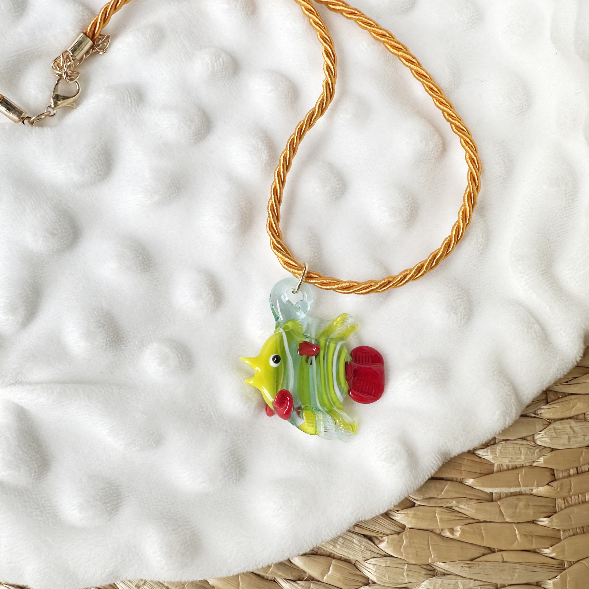 Fish Cute Marine Style Glass Rope Pendant Necklace Wholesale display picture 3