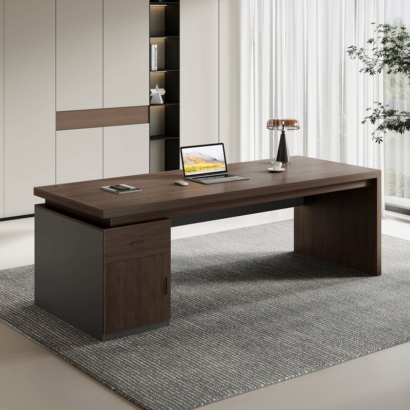 Office Desk, Boss Desk, Simple Modern Office Desk and Chair Combination, Single Drawer Staff Desk, Home Computer Desk
