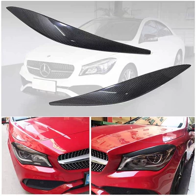 Suitable for Mercedes-Benz Cla Carbon Fiber Headlight Eyebrow Modification Eyebrow Sticker Body Kit W117 (Lamp eyebrow)