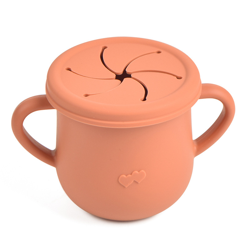 Silicona de grado alimenticio para niños snack Cup mango binaural portátil resistente a la caída con taza de paja de bebé taza de bebida de silicona