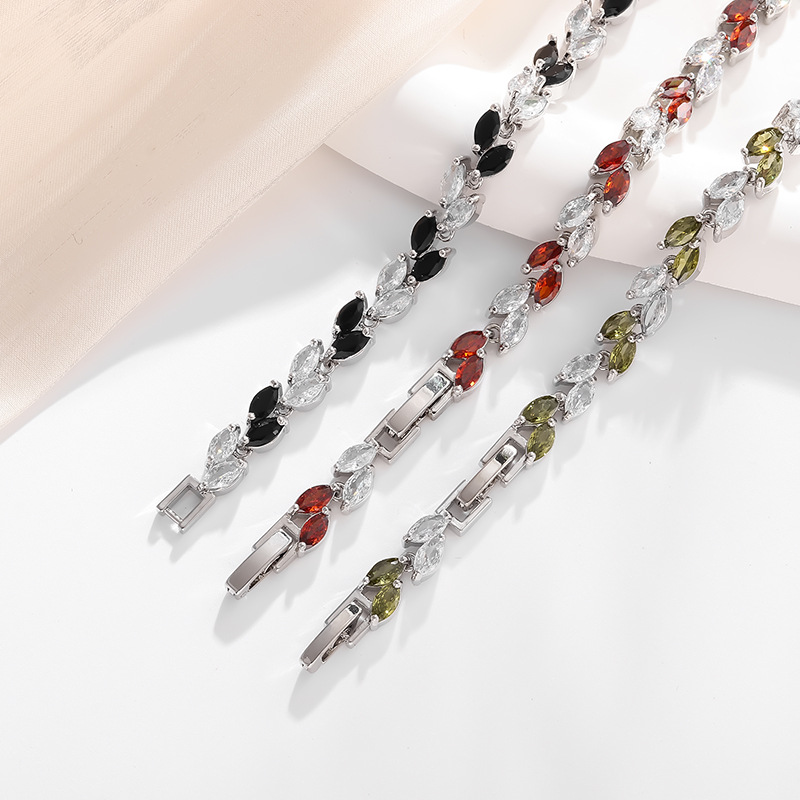 Damen Armband Aus Zirkon Und Legierung Mit Blatt Design_voghion.com