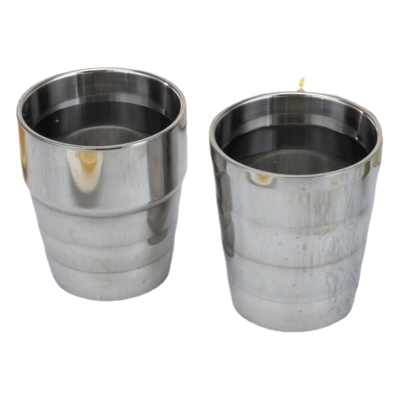 304 Stainless Steel Water Cup Korean-style Double-layer Cup Restaurant Tea Cup Drop-resistant Beer Cup Beverage Cup Custom logo