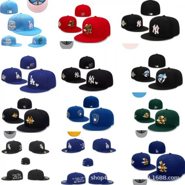 Cross-Border Foreign Trade European and American Sox Fully Enclosed Baseball Cap Embroidered La Hip-Hop Flat-Brim Hat Ny Couple Size Hat