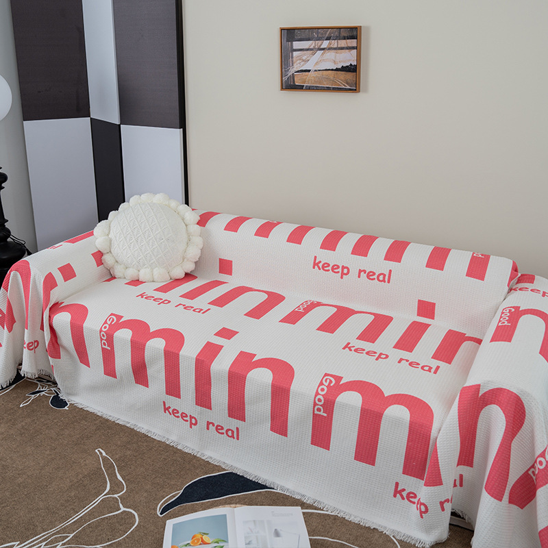 Red de Internet dopamina funda de sofá rosa sala de estar sofá cubierta toalla antideslizante anti-gato niña habitación de alquiler sofá toalla todo incluido