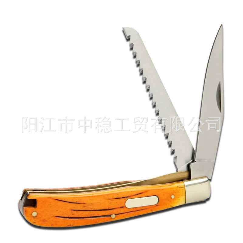 户外刀具EDC黄铜染色骨柄小折刀 锋利随身钥匙口袋刀便携迷你小刀