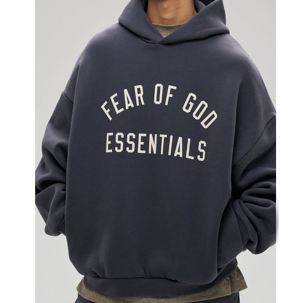 24FW nuevo FOG ESSENTIALS letra impresa lavado con agua hacer vieja suelta sudadera con capuz camisa con capuz casual