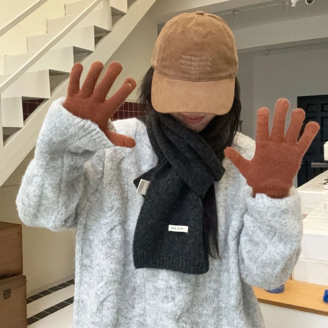 뉴 울 혼방 스카프 여성 가을 겨울 단색 보온 한국판 백합 심플 패션 상큼하고 달콤한 목도리
