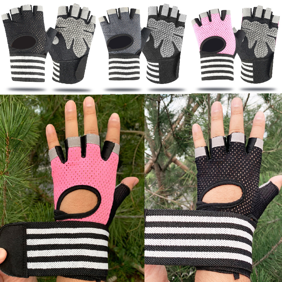 Fitness Outdoor Sports Half Finger Gloves Long Wrist Support Unisex Exercise Pull-Up Equipment Horizontal Bar Dumbbell_voghion.com