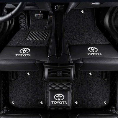 Ayaqaltılar (Kovriklər) – full-coverage car floor mats - rav4-rongfang-with-car-logo-double-layer-blackblack