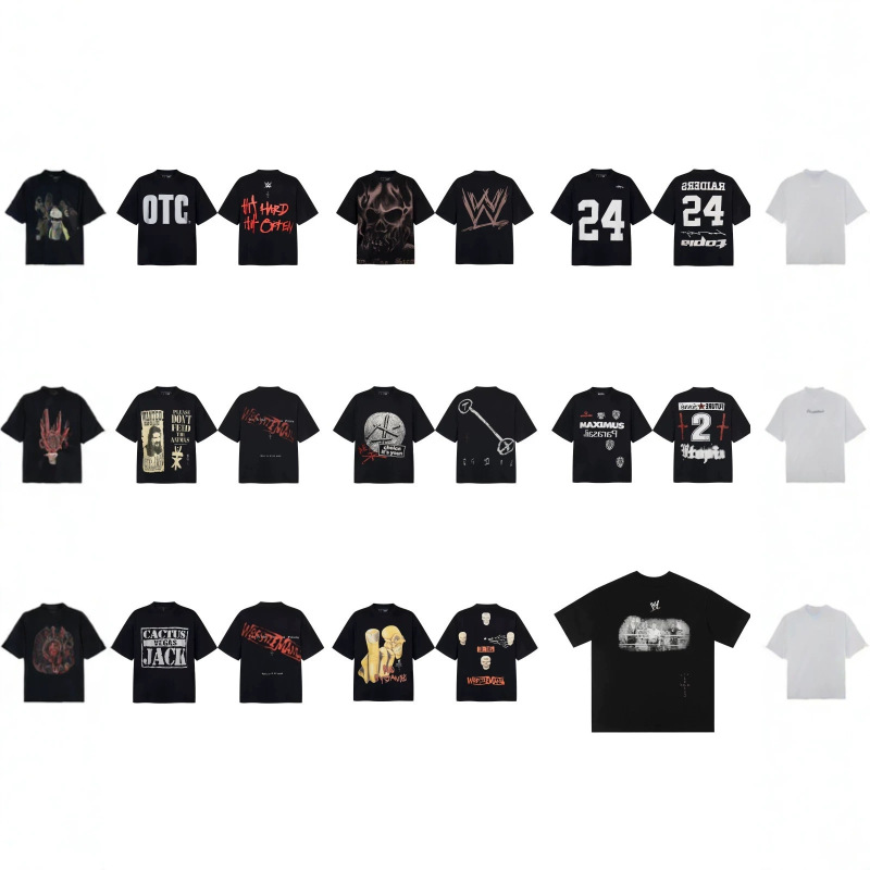 Cross-Border Trendy Brand Travis Scott Collaboration Utopia Tour Portrait Letter Print Short-Sleeve T-Shirt Collection Cross-Border Trendy Brand Travis Scott Collaboration Utopia Tour Portrait Letter Print Short-Sleeve T-Shirt Collection