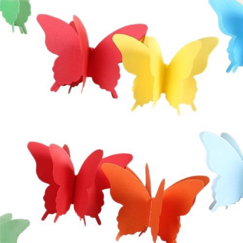 Tres capas de flores de papel de mariposa de colores grandes, brochetas de papel, sala de niños, centro comercial, adornos de ventana, suministros de fiesta de cumpleaños de boda