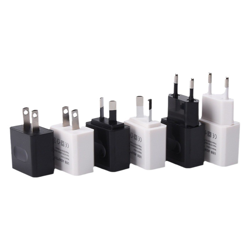 Cargador USB 5v1a, cabezal de carga 1A, estándar estadounidense/europeo, cargador de teléfono móvil, carga directa estándar estadounidense, negro y blanco, venta al por mayor