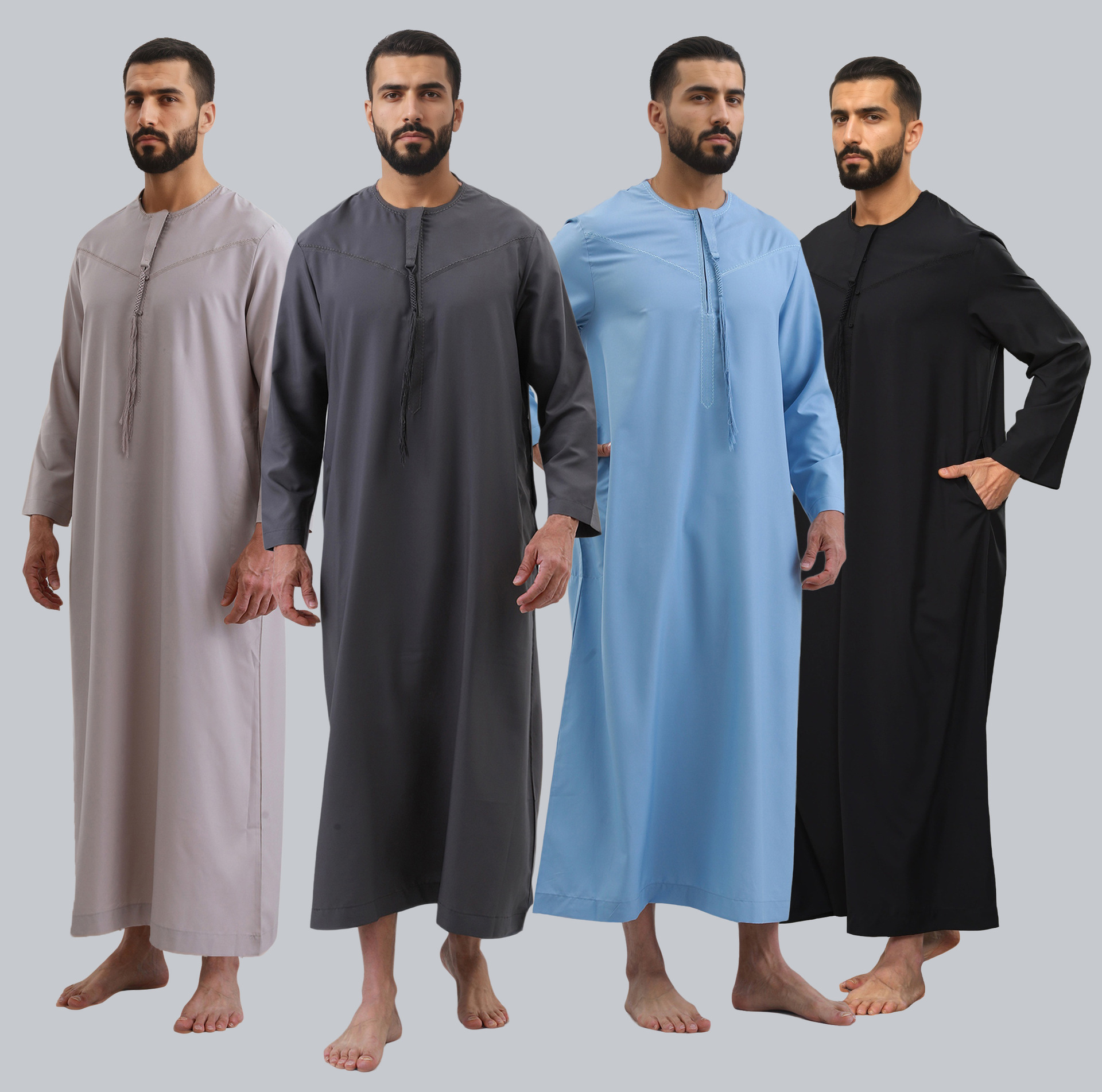 SP0081 82 83 New multi-color fashion casual home wear men's Thobe long-sleeved outer robe