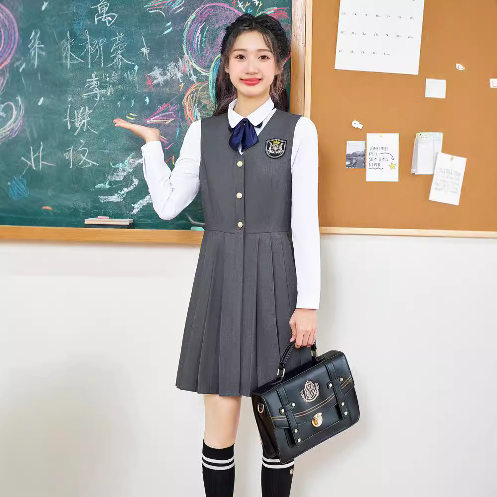 (2개) 대학 스타일 전문 정장 드레스 JK 유니폼 정장 여성 서비스 직원 착용 유치원 교사 작업복 가을