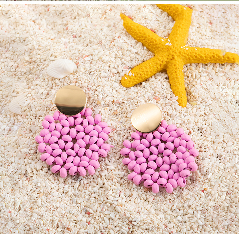 9g Weight Earrings Event & Party Supplies Vacation Solid Color Wood Rattan Drop Earrings