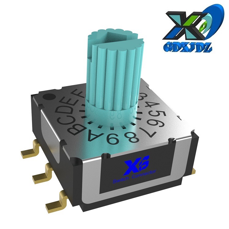 圆柄16档旋钮拨码开关6P 16位数字旋转开关 数字16位编码开关贴片