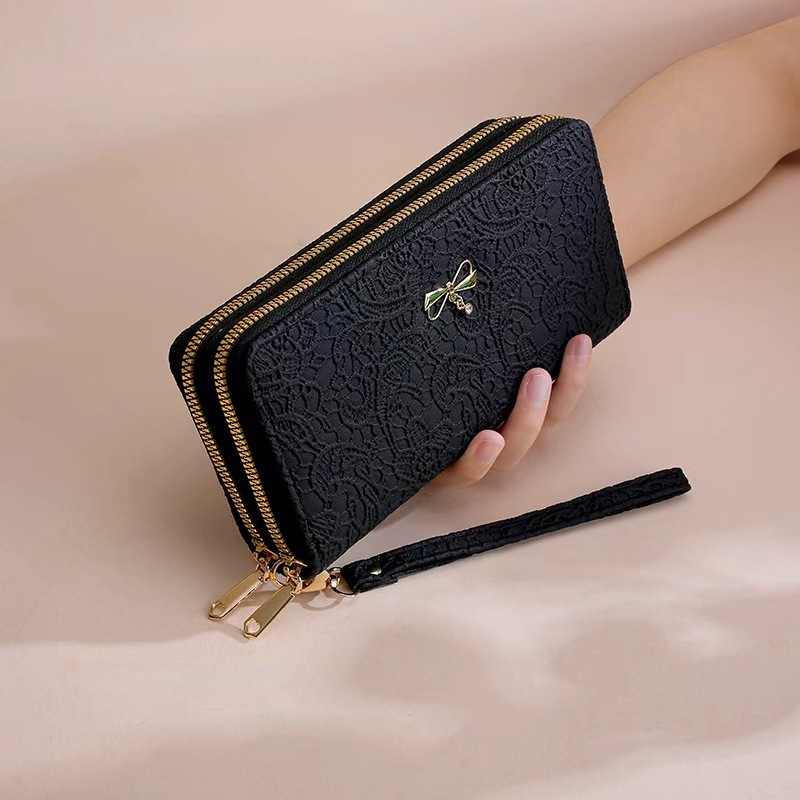 Cartera de mujer de gran capacidad nueva bolsa de mano transfronteriza de venta caliente doble cremallera cartera de mujer cartera de alta calidad