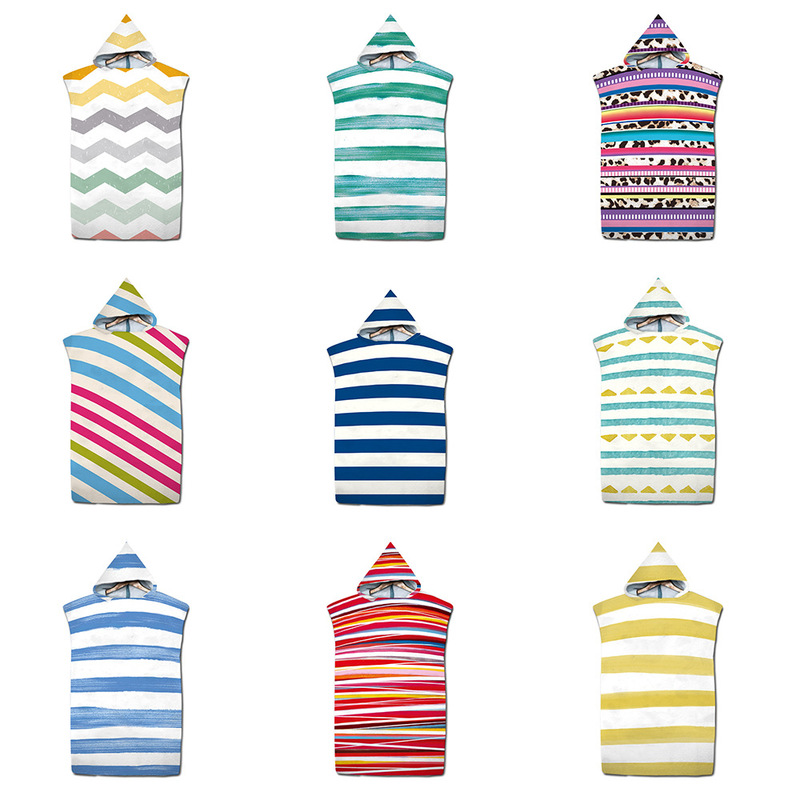 Striped Children's Beach Sunscreen Hooded Poncho Beach Changing Clothes Swimming Wearable Printed Authoritarian Bath Towel Bathrobe Striped Children's Beach Sunscreen Hooded Poncho Beach Changing Clothes Swimming Wearable Printed Authoritarian Bath Towel Bathrobe