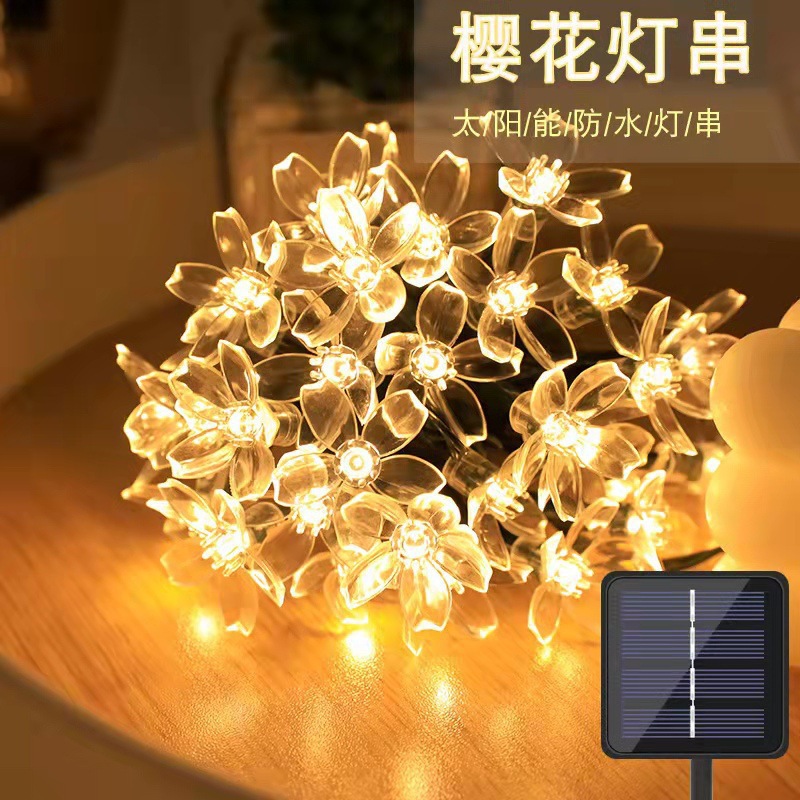 Luz solar de cerezo al aire libre impermeable decoración de jardín luz de atmósfera jardín diseño de balcón lámpara parpadeante LED lámpara de color
