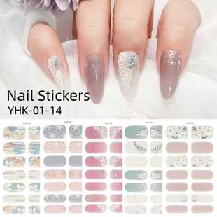 Cross-Border New Spring Stereo Relief Manicure Stickers Full Stickers 3D No-Bake Manicure Stickers Waterproof Nail Stickers Wholesale