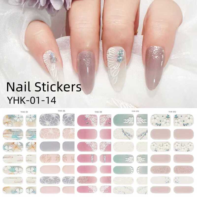 Cross-Border New Spring Stereo Relief Manicure Stickers Full Stickers 3D No-Bake Manicure Stickers Waterproof Nail Stickers Wholesale