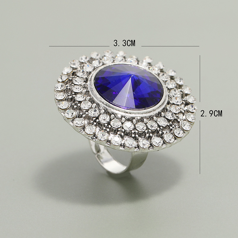 Full Diamond Round Opening Adjustable Ring Wholesale Jewelry Nihaojewelry display picture 6