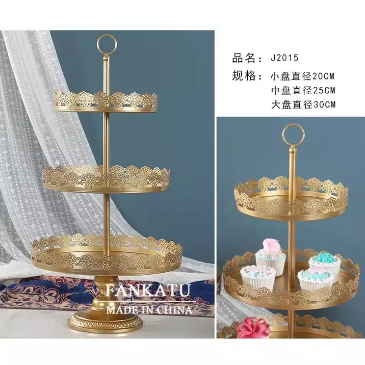 Fijación de pastel de hierro forjado de oro / bandeja de pastel / bandeja de frutas / bandeja de bodas West Point