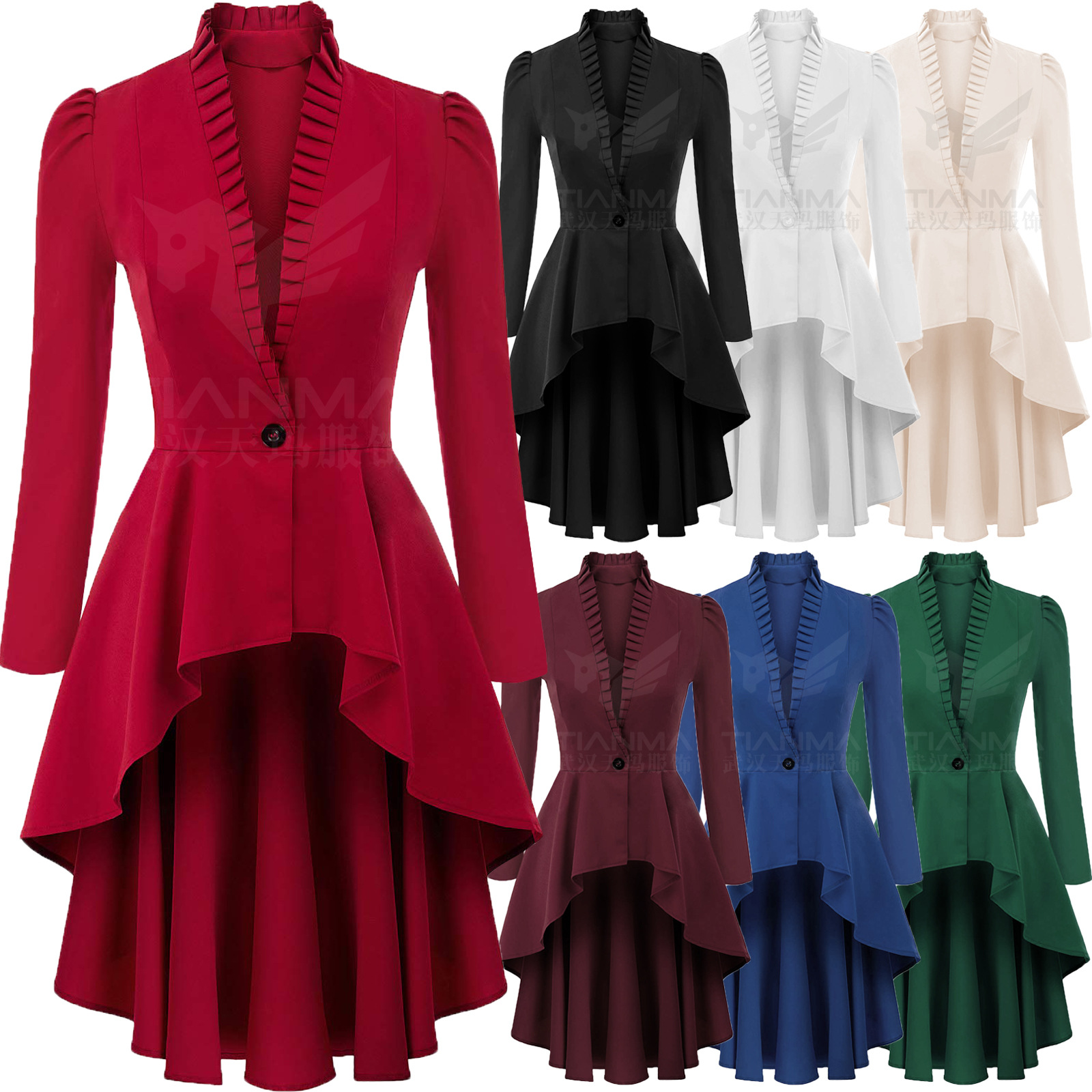 2025 European and American Steampunk Medieval Court Style Victorian Renaissance Suit Jacket Tailcoat