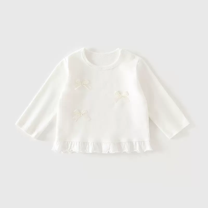 新款女宝宝T恤女童春秋花边打底衫春秋韩版甜美可爱上衣