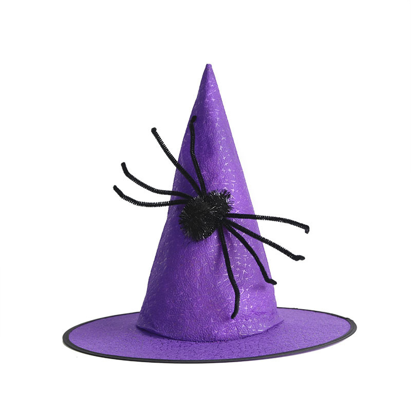 Sombrero de bruja de Halloween para niños maquillaje para adultos accesorios de ropa no tejida araña negra sombrero de mago sombrero de mago