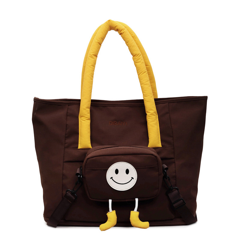 Cute smiley face expandable travel bag for women, Korean style, yoga, sports, fitness bag, multi-functional detachable shoulder/crossbody bag