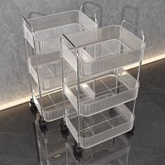 置物架亚克力零食小推车化妆品落地宿舍书架床头桌面卫生间收纳架