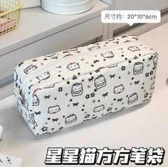 星星印花猫咪笔袋可爱高颜值呼呼学生创意大容量文具收纳猫猫笔袋