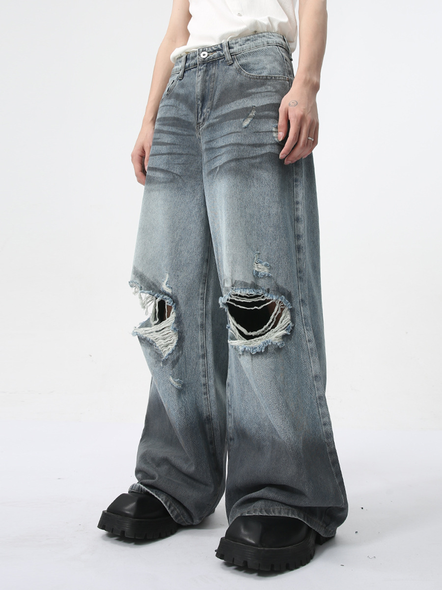 MTLCLOTHES Ropa de hombre | 2024 Verano Nuevo producto Traje de mezclilla rasguñado y sucio de moda americana Traje casual